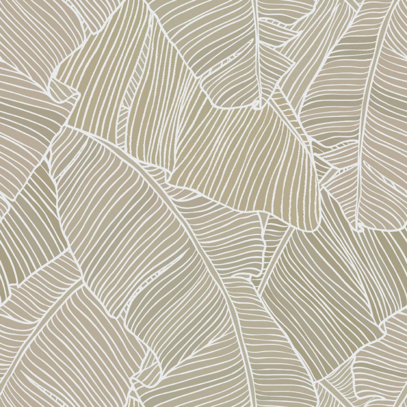 Mönstrad markisväv palmblad beige