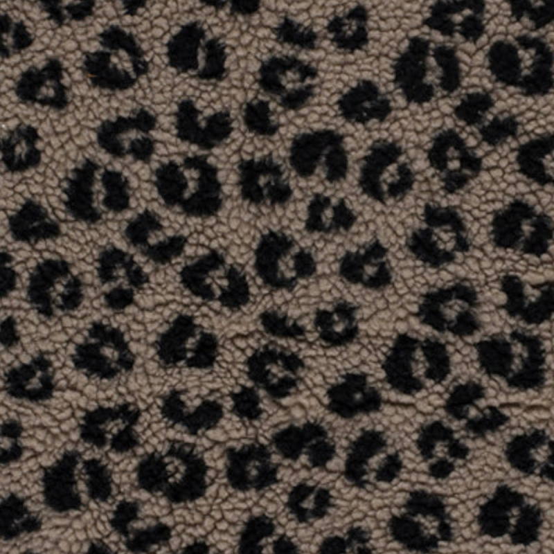 Fleece i pile leopard grå
