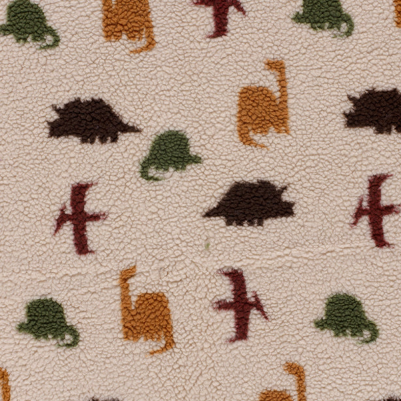 Fleece i pile dinosaurie beige