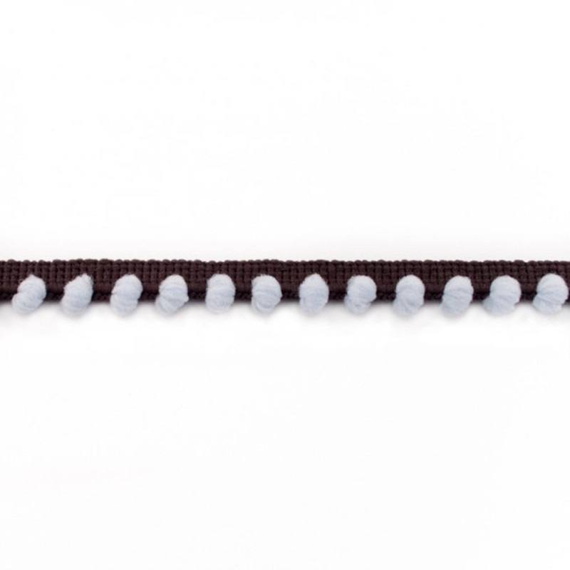Två färgad Pom Pom spets choklad ljusblå