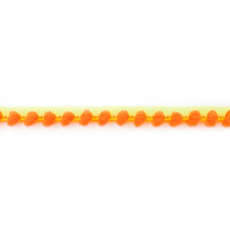 Två färgad Pom Pom spets neon gul neon orange