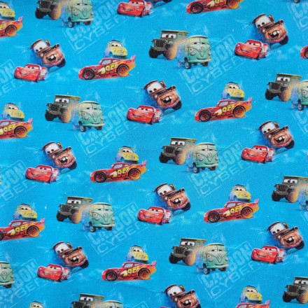 Bomullsväv Blixten Mcqueen blå