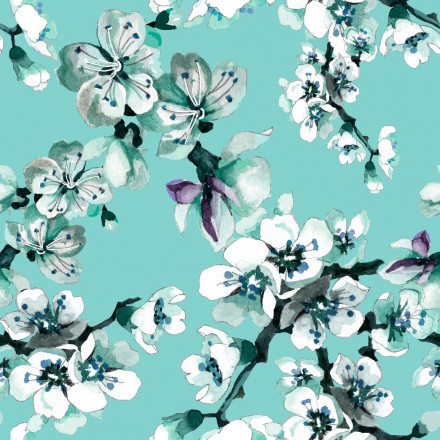 Mönstrad markisväv Sakura turkos