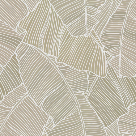 Mönstrad markisväv palmblad beige