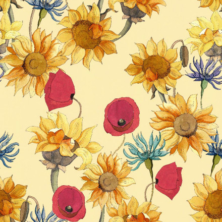 Mönstrad markisväv solros gul