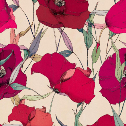 Mönstrad markisväv vallmo beige