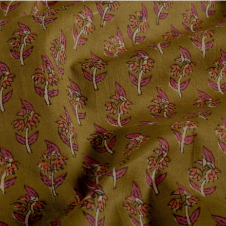 Voile blomma oliv 23383