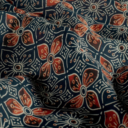 Voile blomma indigo 23370