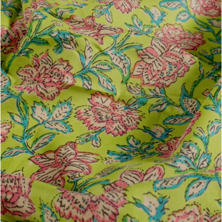 Voile blomma lime 23363