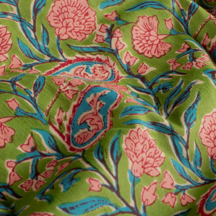 Voile blomma lime 23364