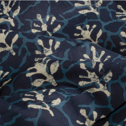 Voile löv indigo 23349