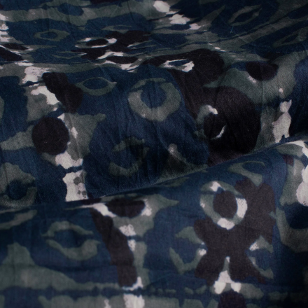 Voile blomma indigo 23343