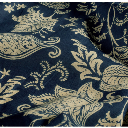 Voile blomma indigo 23342