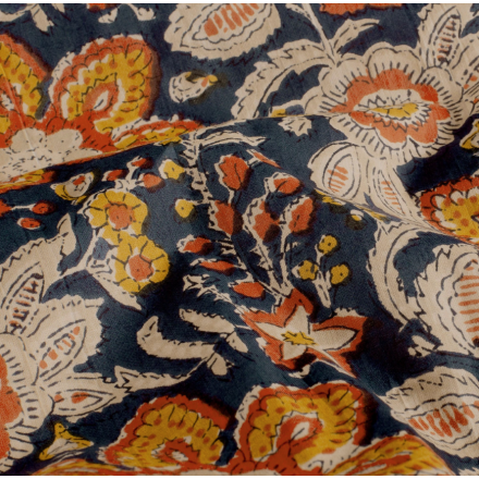 Voile blomma indigo 23376