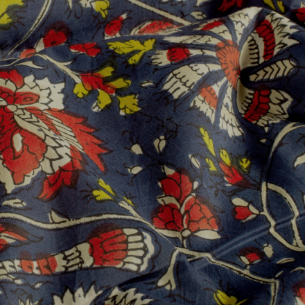 Voile blomma indigo 23374