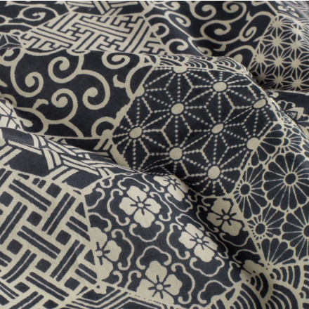 Voile abstrakt indigo 23354