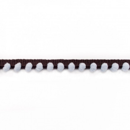 Två färgad Pom Pom spets choklad ljusblå