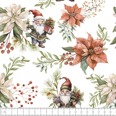 Tomtar och julstjärnor vit 