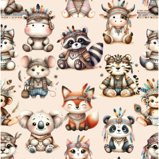 Animals with Indian feathers