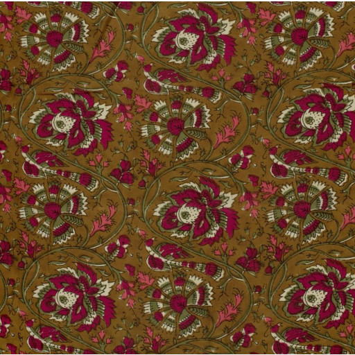Voile blomma oliv grön 23375