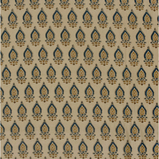Voile abstrakt gul beige blå 23360