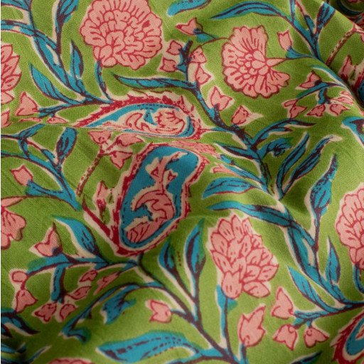 Voile blomma lime 23364