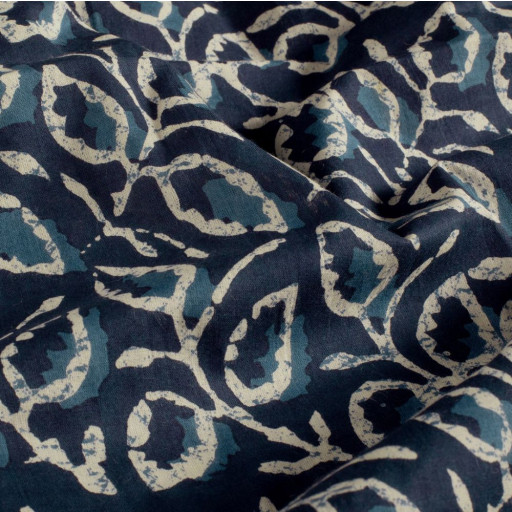 Voile löv indigo 23345