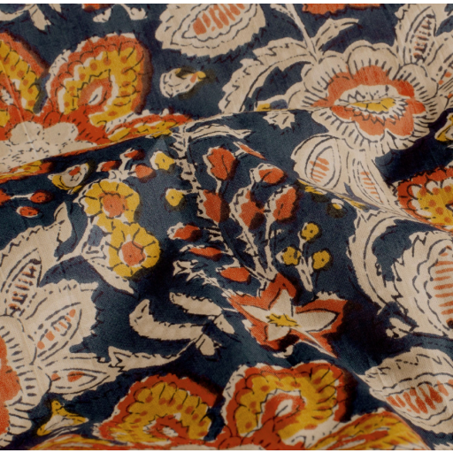 Voile blomma indigo 23376