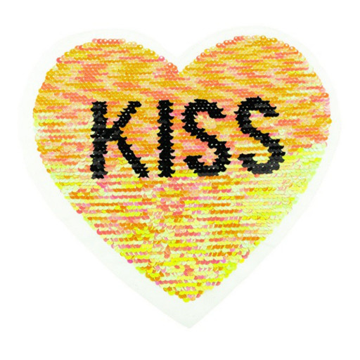 Paljettmärke vändbart heart kiss