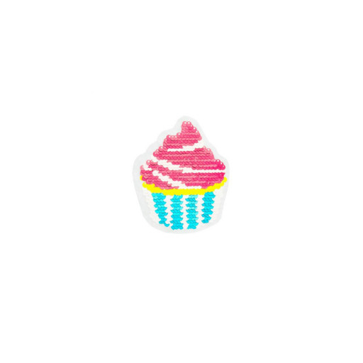 Paljettmärke vändbart small cupcake