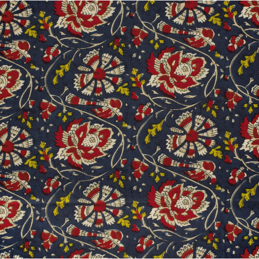 Voile blomma indigo 23374