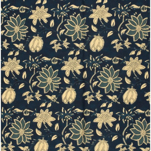Voile blomma navy 23346