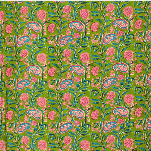 Voile blomma lime 23364