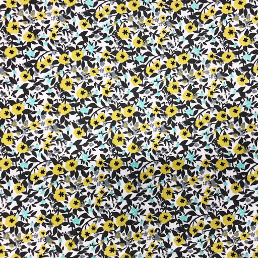 Poplin liten blomma gul
