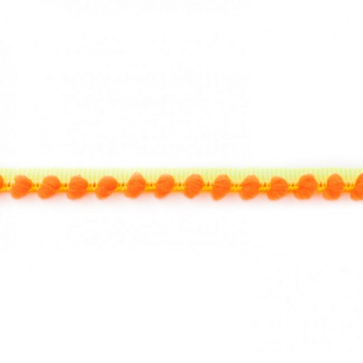 Två färgad Pom Pom spets neon gul neon orange